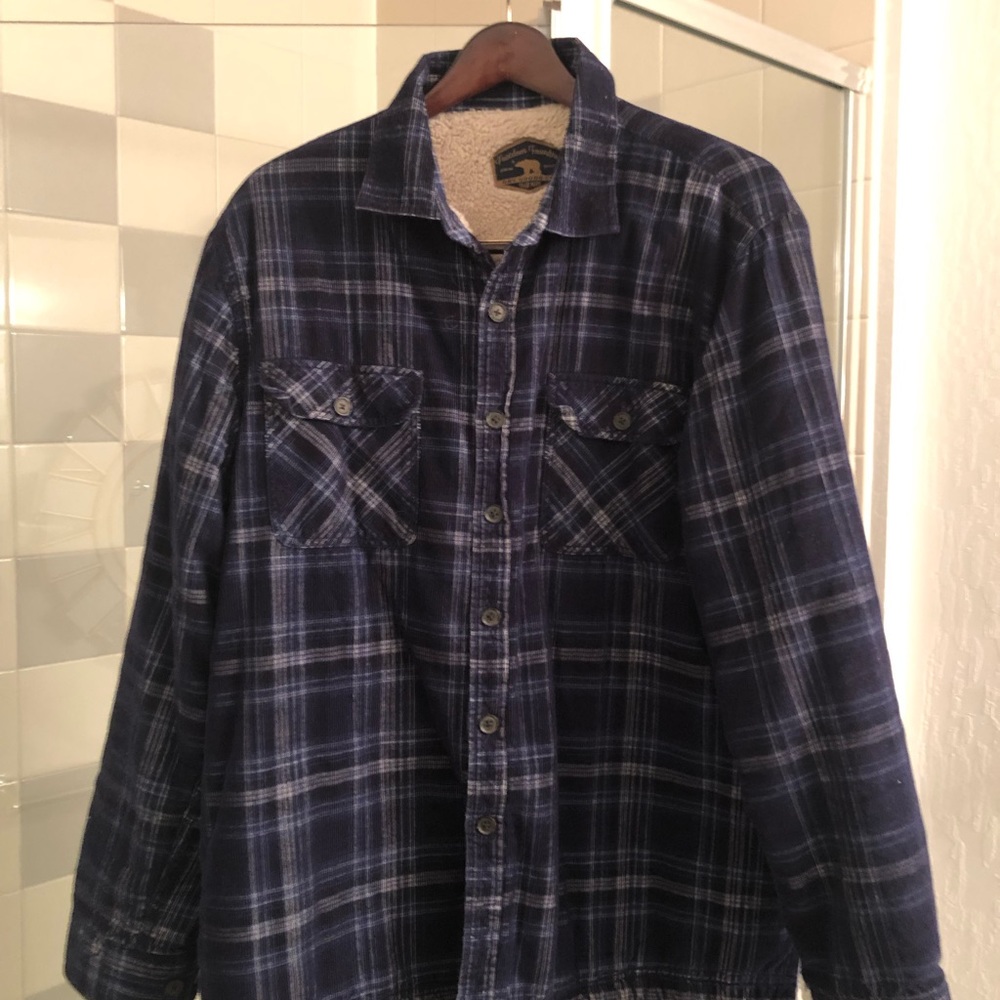 Freedom Foundry Men’s Super Plush Shirt Jacket Navy Plaid Size XL
